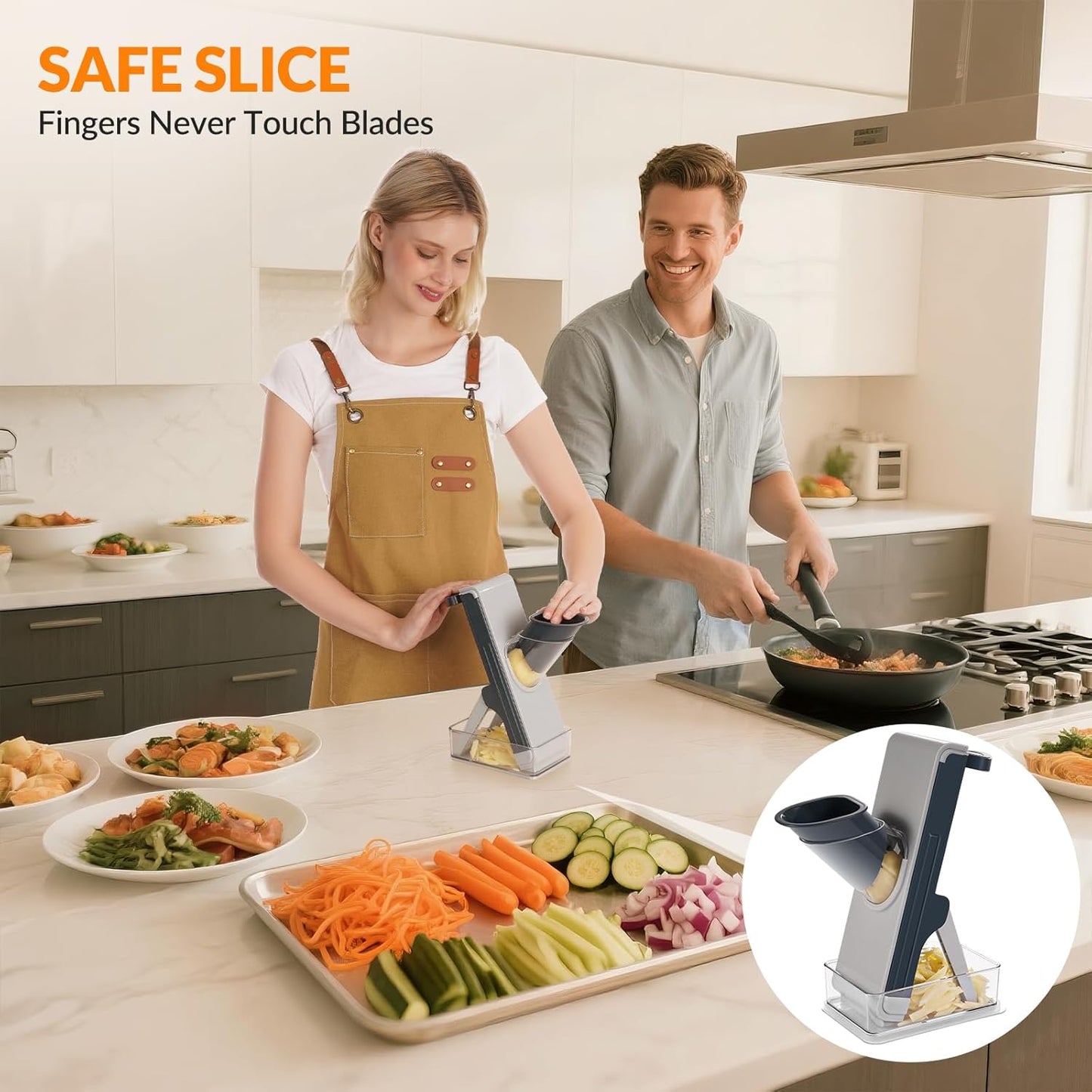FEICO all safe mandoline slicer and chopper, Multifunctional vegetable cutter for kitchen