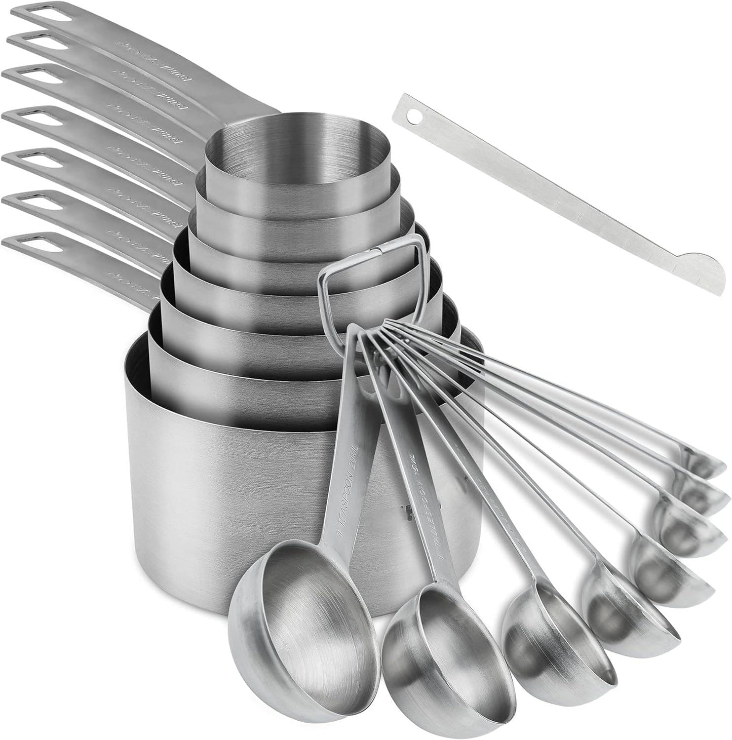 Smithcraft Measuring Cups and Spoons Set, 18/8 Stainless Steel Measuring Cups and Spoons for Kitchen & Baking, Heavy Duty Metric & US 8 Measuring cups, 9 Measuring Spoons Set