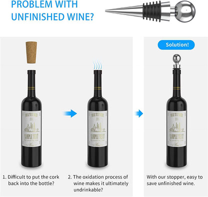 IPOW Wine Opener, Zinc Alloy Wine Bottle Opener, Wing Corkscrew Heavy Duty, Manual Multifunctional Cork Screw for Waiter, Silver