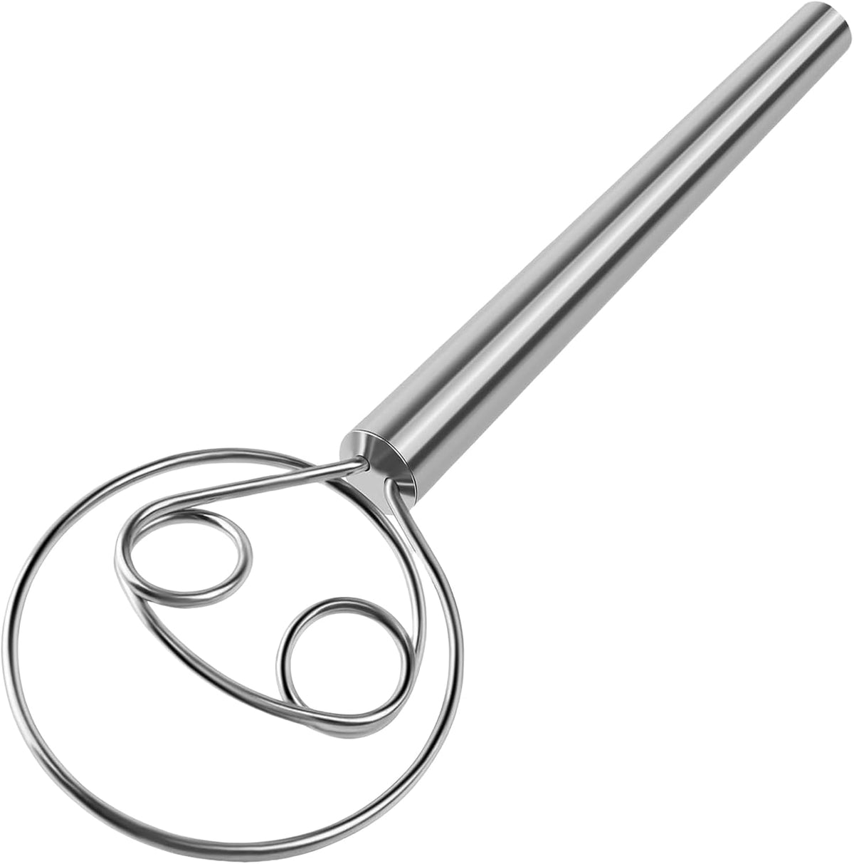 Danish Dough Whisk Dutch Bread Mixer Stainless Steel Hook Wooden Handle Baking Tools for Sourdough Pizza Pastry Cake Batter Making