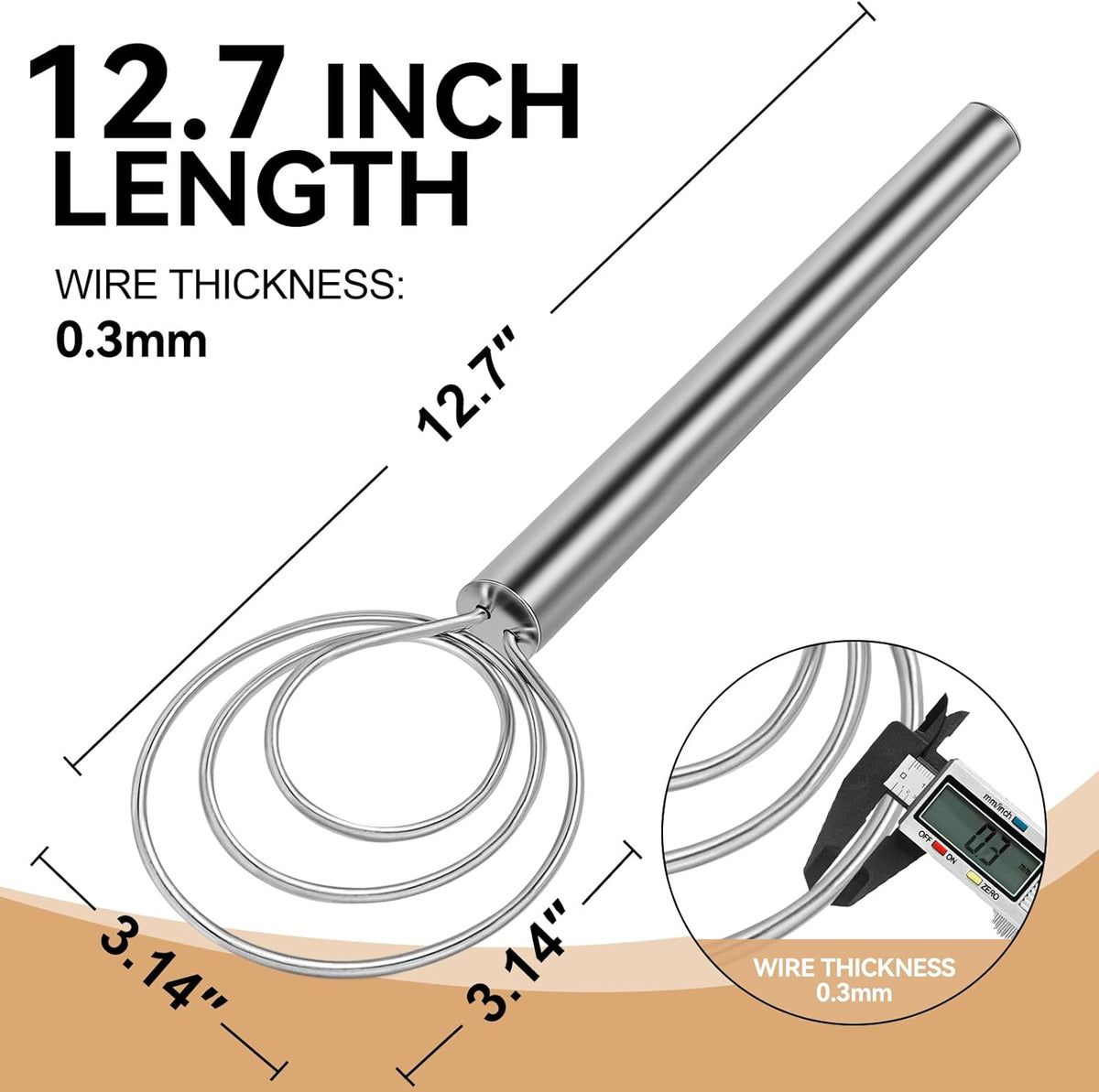 Danish Dough Whisk Dutch Bread Mixer Stainless Steel Hook Wooden Handle Baking Tools for Sourdough Pizza Pastry Cake Batter Making