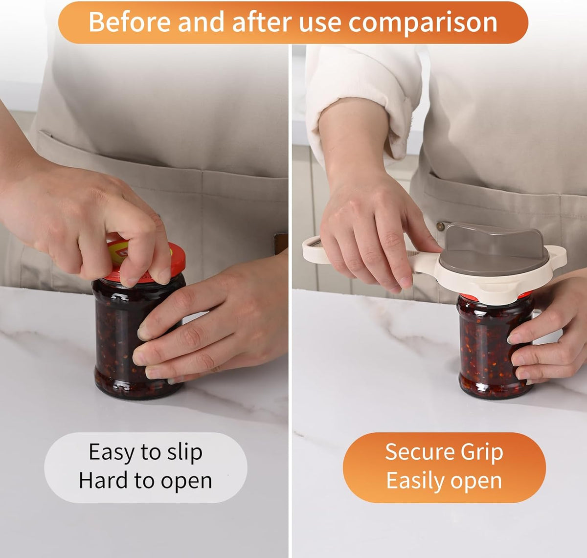 4-in-1 Jar Opener for Seniors with Arthritis – Adjustable Stainless Steel Lid Remover & Can Opener for Weak Hands, Fits All Jar Sizes & Bottle Caps, Makes Opening Easy – Kitchen Must-Have