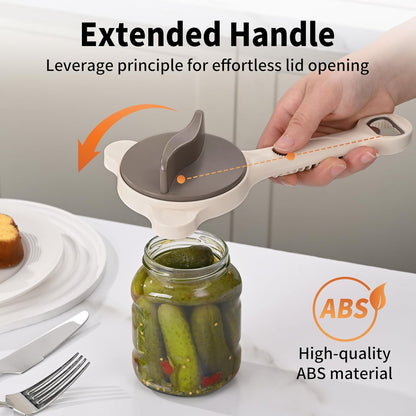 4-in-1 Jar Opener for Seniors with Arthritis – Adjustable Stainless Steel Lid Remover & Can Opener for Weak Hands, Fits All Jar Sizes & Bottle Caps, Makes Opening Easy – Kitchen Must-Have