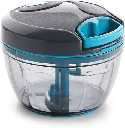 Manual Food Processor, Vegetable Chopper -Easy Pull Hand String- Portable Stainless Steel Hand Food Chopper, Cutter, Garlic Mincer, Onion, Veggie, Fruit Chopper, Dicer w/Container (15 oz)