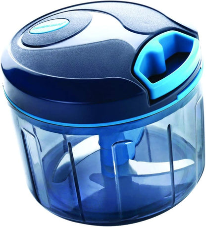 Manual Food Processor, Vegetable Chopper -Easy Pull Hand String- Portable Stainless Steel Hand Food Chopper, Cutter, Garlic Mincer, Onion, Veggie, Fruit Chopper, Dicer w/Container (15 oz)