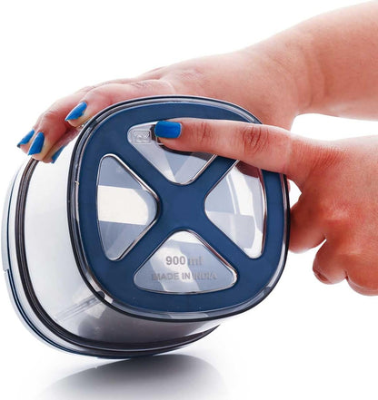 Manual Food Processor, Vegetable Chopper -Easy Pull Hand String- Portable Stainless Steel Hand Food Chopper, Cutter, Garlic Mincer, Onion, Veggie, Fruit Chopper, Dicer w/Container (15 oz)