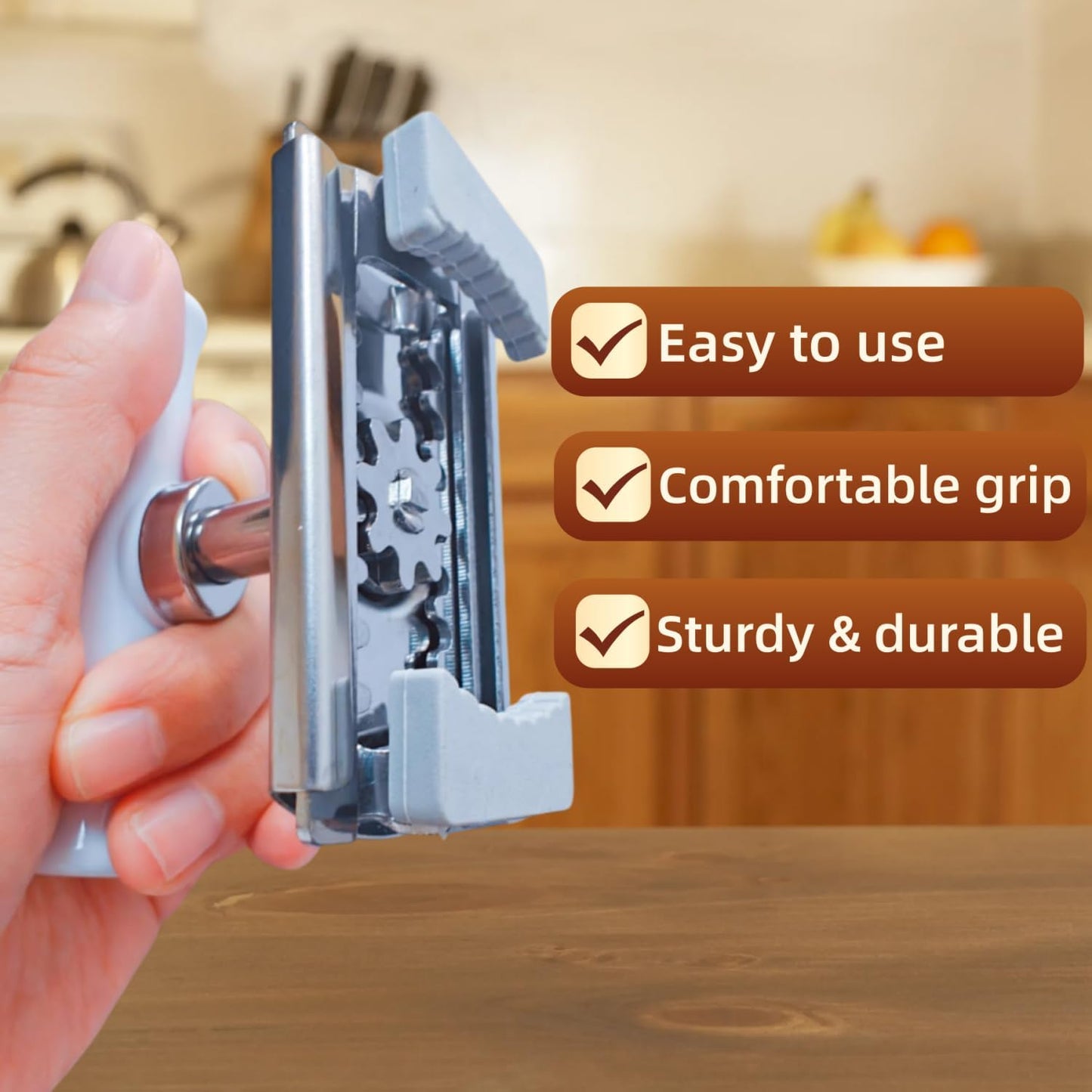 Jar Opener for Weak Hands | Stainless Steel Jar Bottle Opener for Seniors with Arthritis, Plastic Handle