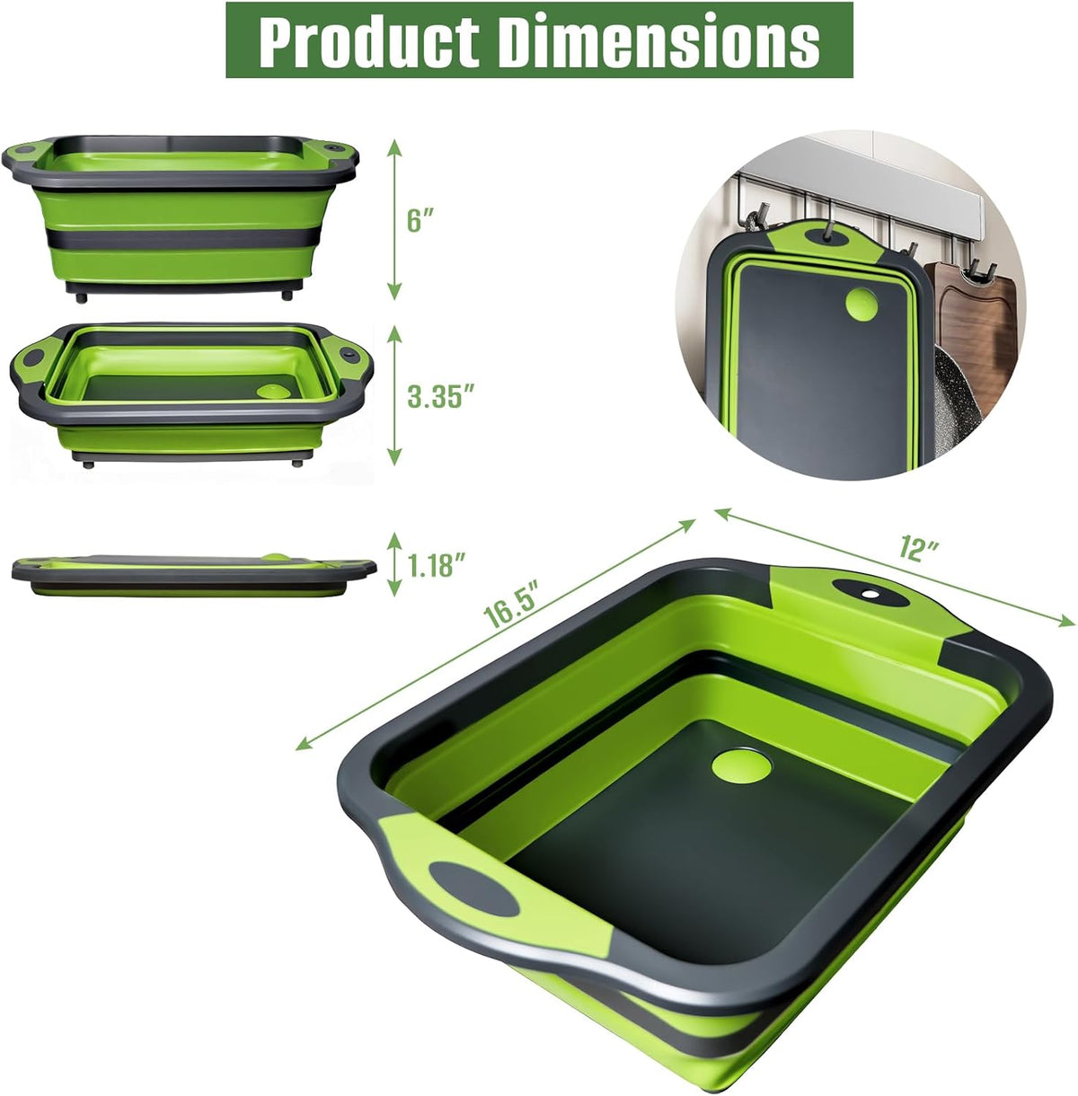 Collapsible BBQ Prep Tub with Lid, 3-in-1 Foldable Sink Tub