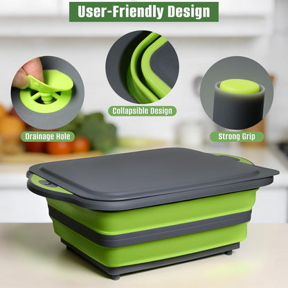 Collapsible BBQ Prep Tub with Lid, 3-in-1 Foldable Sink Tub