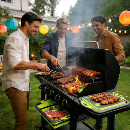 Collapsible BBQ Prep Tub with Lid, 3-in-1 Foldable Sink Tub