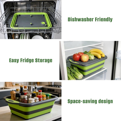 Collapsible BBQ Prep Tub with Lid, 3-in-1 Foldable Sink Tub
