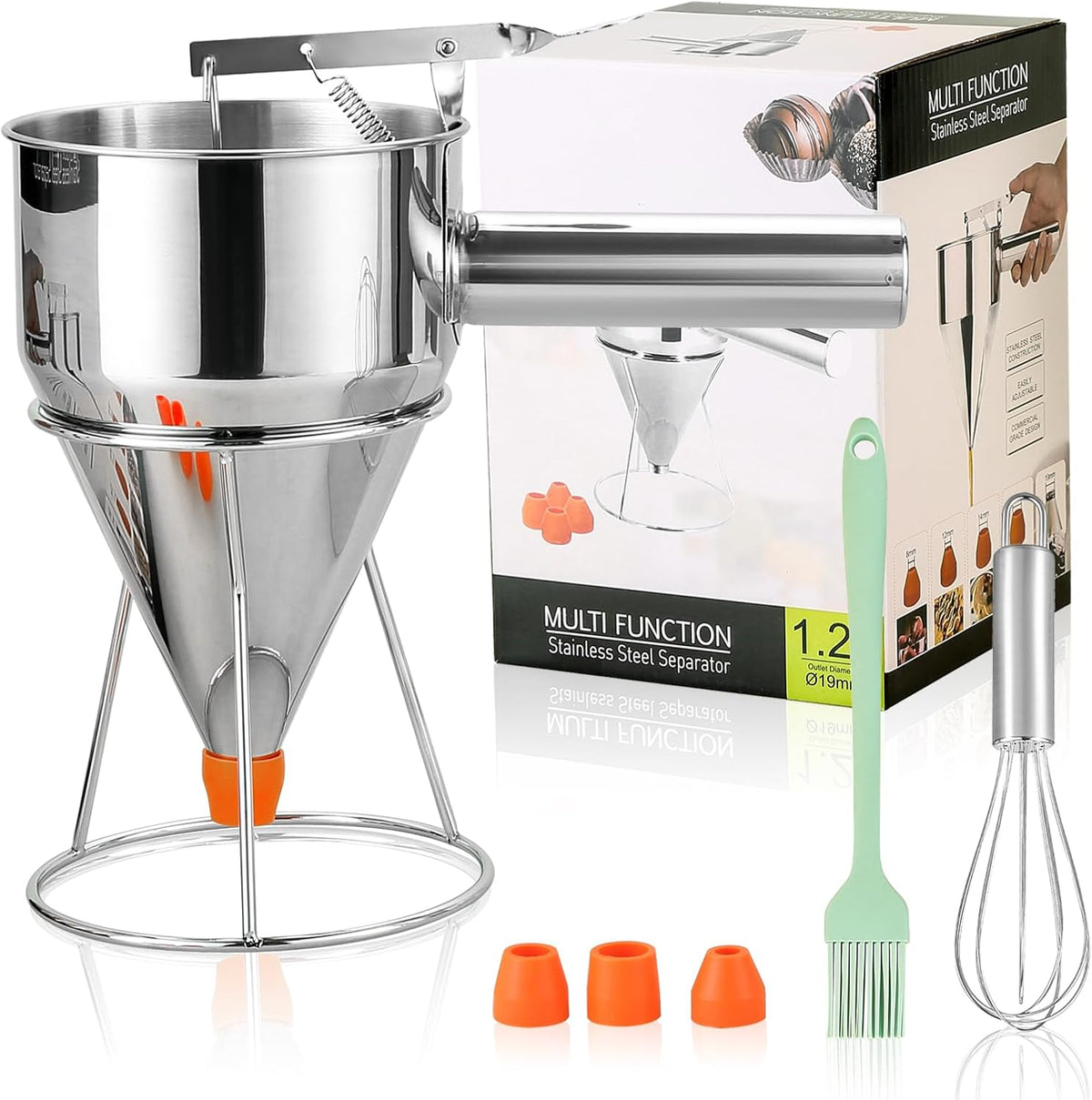 40oz Stainless Steel Pancake Batter Dispenser with Stand and Tools