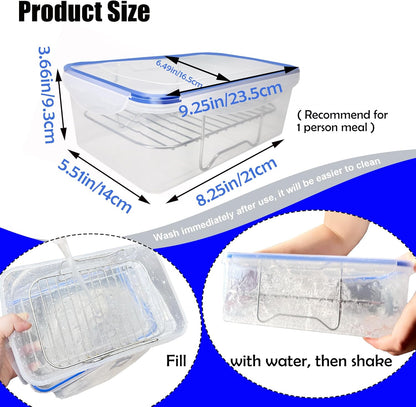 Batter Bowl with Lid, Breading Container, Just Flip | Breading Bowl with Lid, Flour Shaker, Fried Chicken, Fish, Shrimp, Seasoning, Easy Clean (Blue)