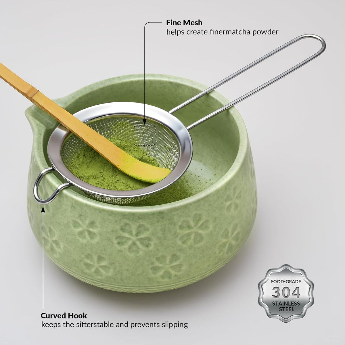 8 Pcs Matcha Whisk Set, Matcha Kit Gifts for Women, Mottled Green