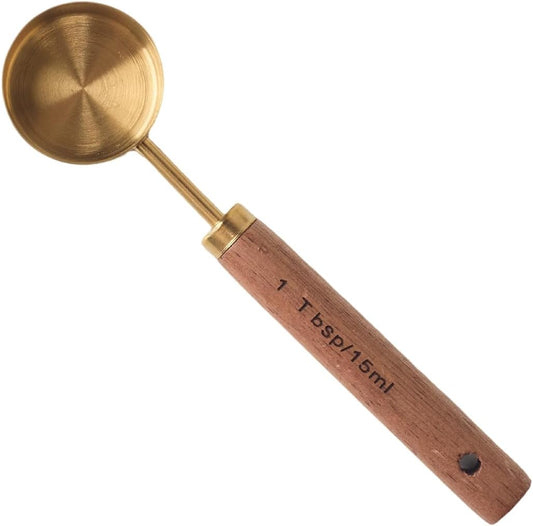 Coffee Scoop Measuring Spoon 1 Tablespoon Stainless Steel Wood Long Handle for Coffee Tea Spices Precise Measurement Deep Reach