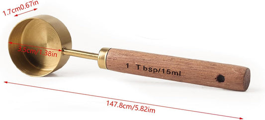 Coffee Scoop Measuring Spoon 1 Tablespoon Stainless Steel Wood Long Handle for Coffee Tea Spices Precise Measurement Deep Reach
