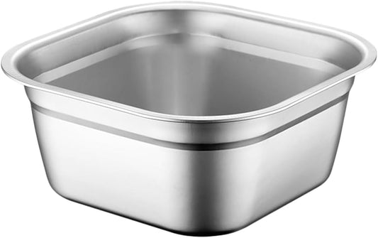 Multifunctional Square Vegetable Washing Basin 9.84 Inch Large Capacity Stainless Steel Kitchen Sink Tub for Food Prep and Cleaning