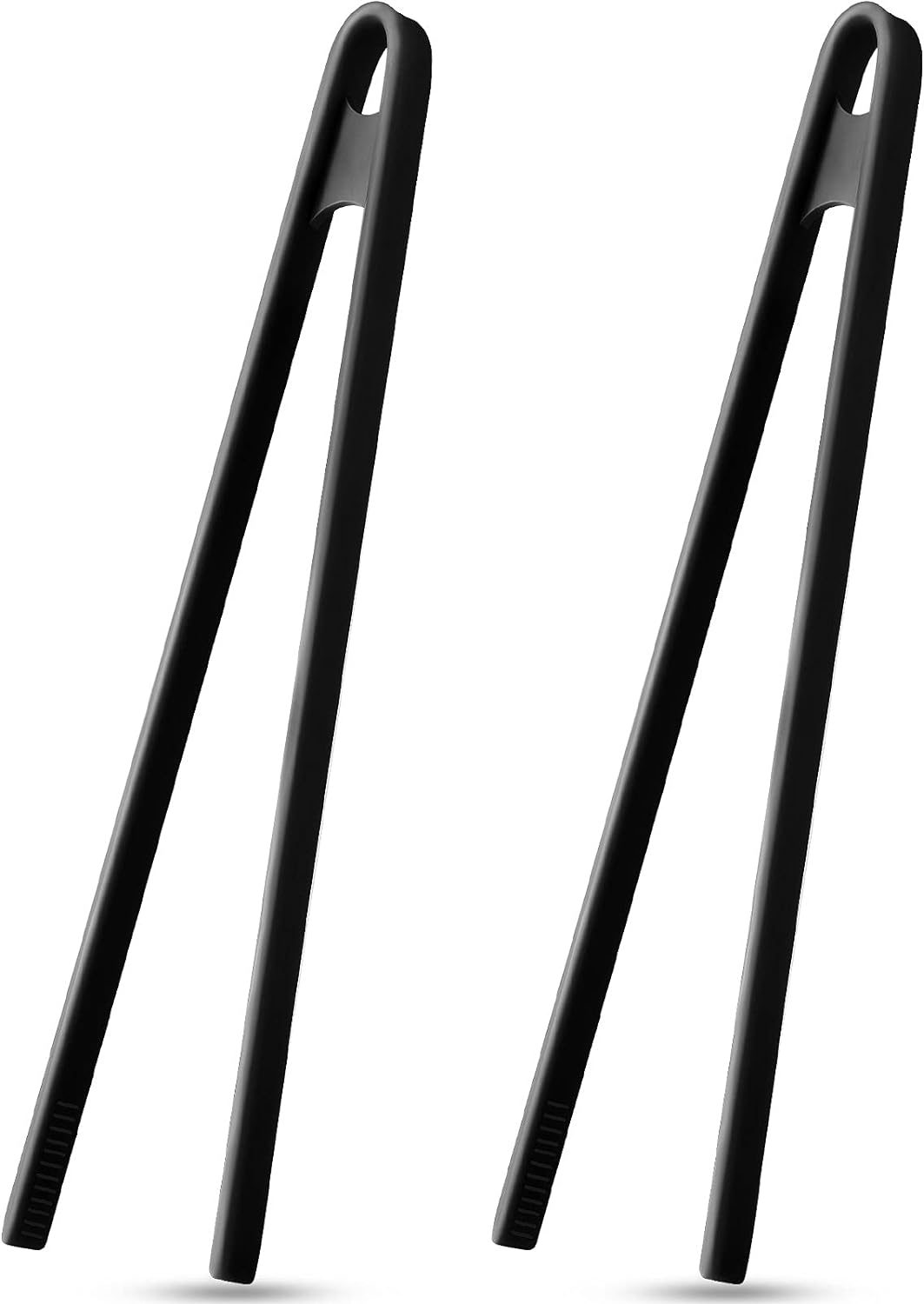 2 Pcs 11.8 Inch Silicone Tongs for Cooking Silicone Tweezer Trivet Toaster Tongs Long Heat Resistant Kitchen Grilling Serving Utensils for Food BBQ, Pan Fried Steak, Salad(Black)