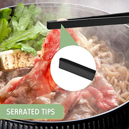 2 Pcs 11.8 Inch Silicone Tongs for Cooking Silicone Tweezer Trivet Toaster Tongs Long Heat Resistant Kitchen Grilling Serving Utensils for Food BBQ, Pan Fried Steak, Salad(Black)