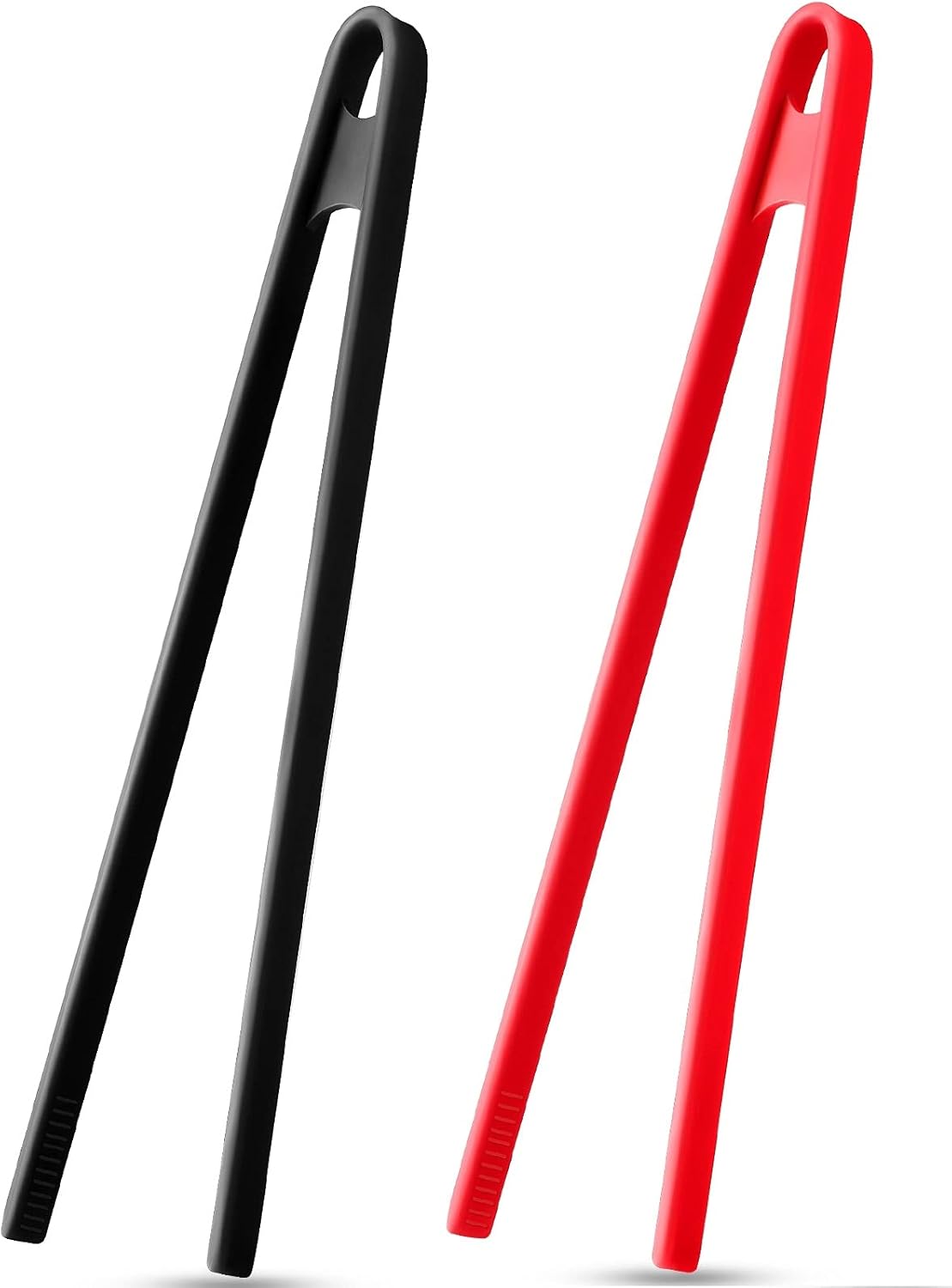 2 Pcs 11.8 Inch Silicone Tongs for Cooking Silicone Tweezer Trivet Toaster Tongs Long Heat Resistant Kitchen Grilling Serving Utensils for Food BBQ, Pan Fried Steak, Salad(Black)