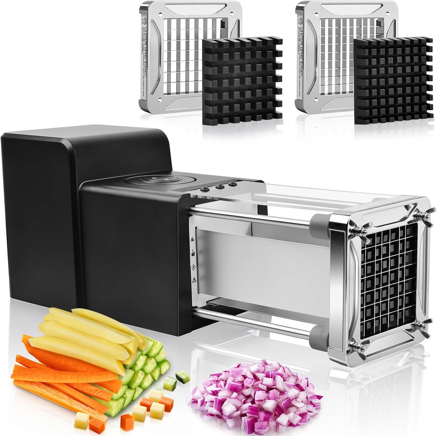 Electric French Fry Cutter, Commercial Grade Potato Cutter with 1/2-Inch Blade Stainless Steel Perfect for Potatoes Carrots Cucumbers