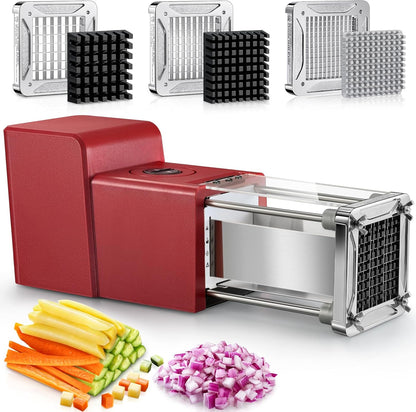 Electric French Fry Cutter, Commercial Grade Potato Cutter with 1/2-Inch Blade Stainless Steel Perfect for Potatoes Carrots Cucumbers