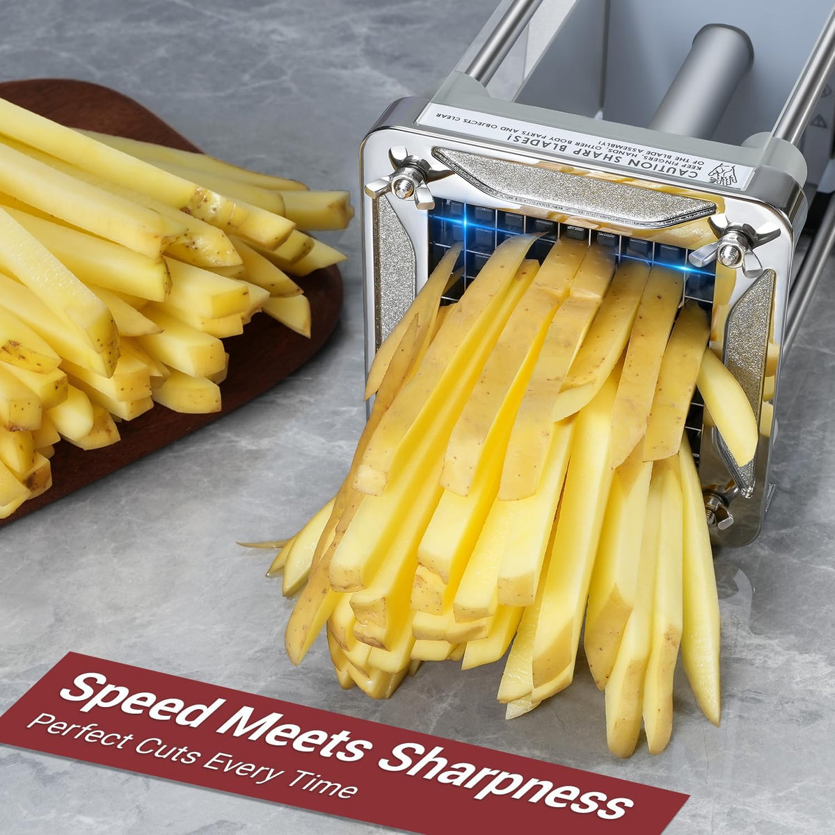 Electric French Fry Cutter, Commercial Grade Potato Cutter with 1/2-Inch Blade Stainless Steel Perfect for Potatoes Carrots Cucumbers