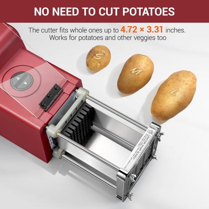 Electric French Fry Cutter, Commercial Grade Potato Cutter with 1/2-Inch Blade Stainless Steel Perfect for Potatoes Carrots Cucumbers