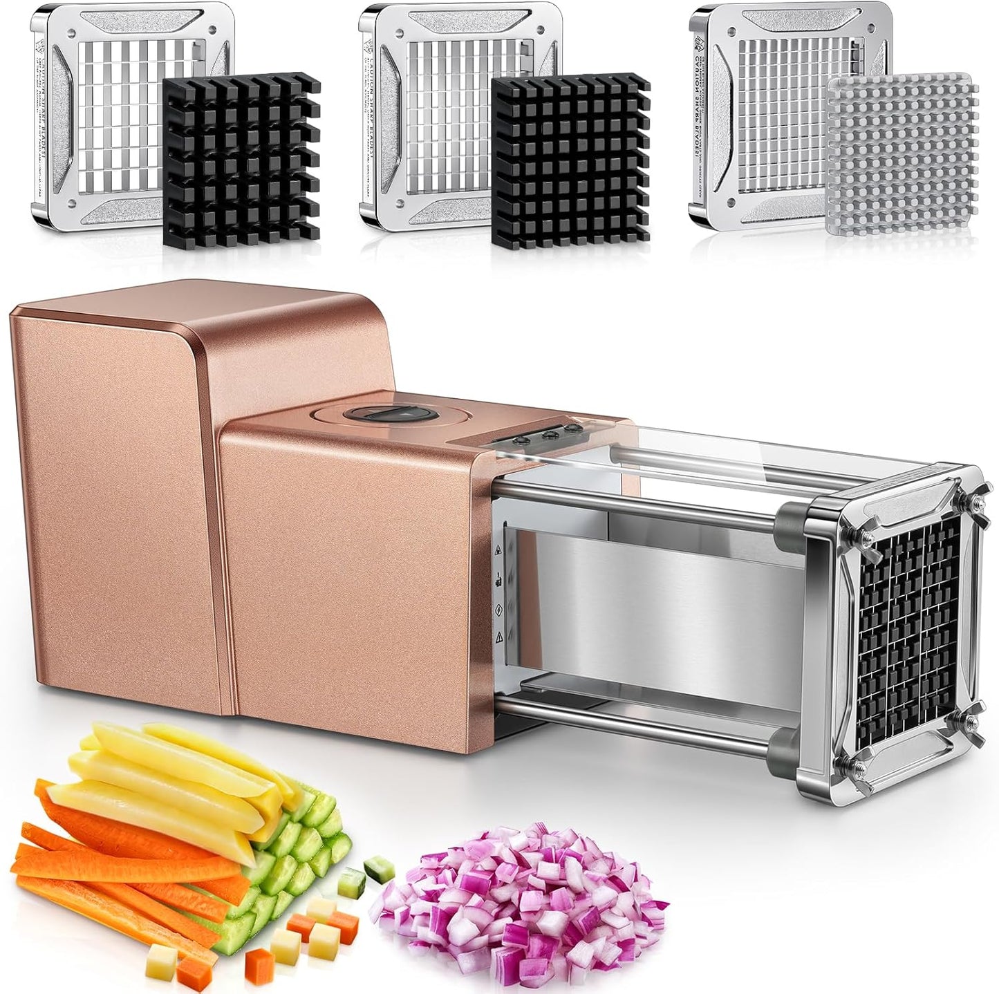 Electric French Fry Cutter, Commercial Grade Potato Cutter with 1/2-Inch Blade Stainless Steel Perfect for Potatoes Carrots Cucumbers