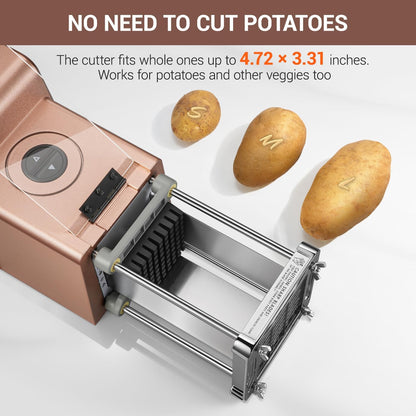 Electric French Fry Cutter, Commercial Grade Potato Cutter with 1/2-Inch Blade Stainless Steel Perfect for Potatoes Carrots Cucumbers
