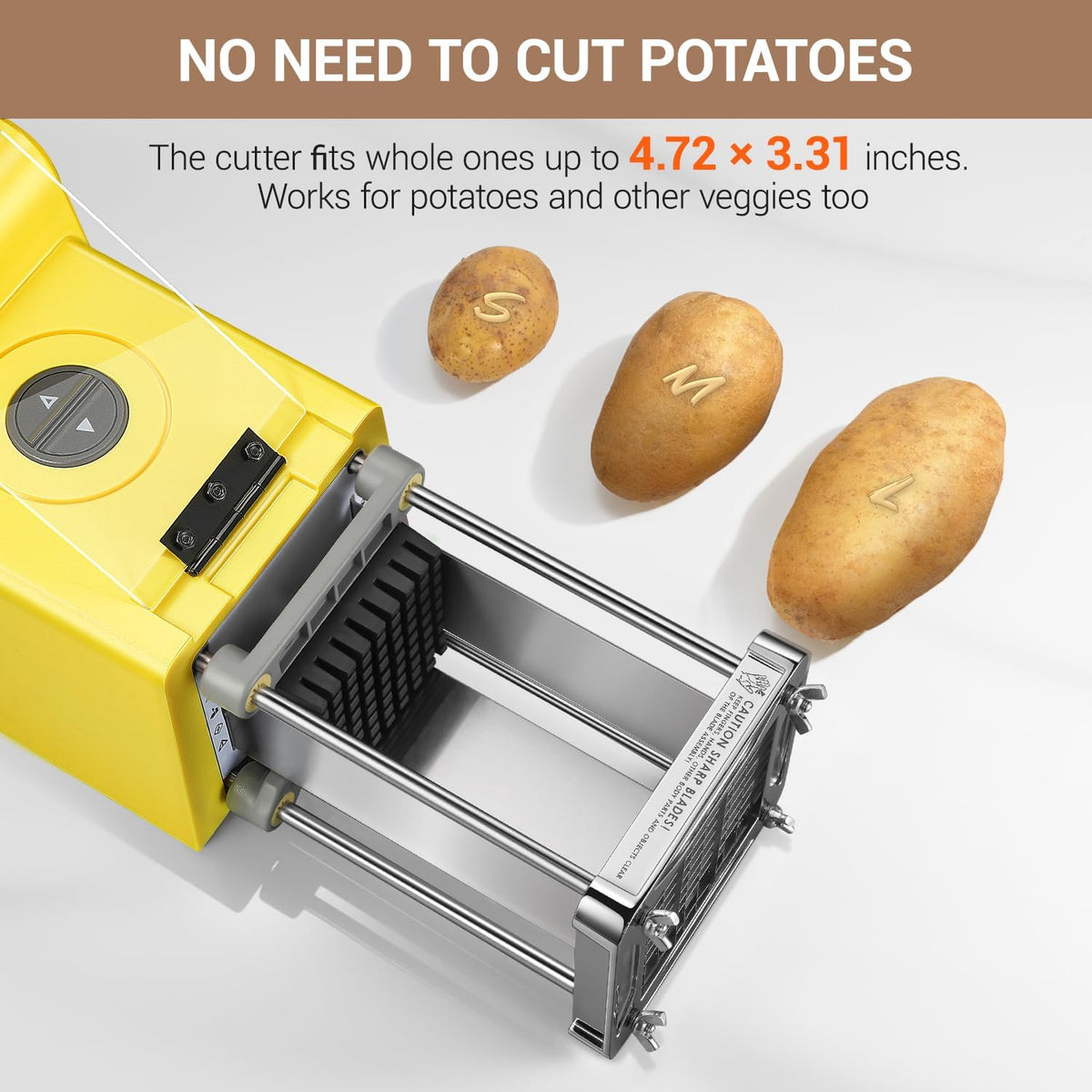 Electric French Fry Cutter, Commercial Grade Potato Cutter with 1/2-Inch Blade Stainless Steel Perfect for Potatoes Carrots Cucumbers