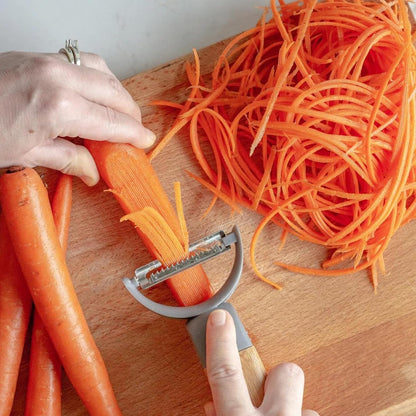 Peel Good Collection Straight Peeler – Bamboo and Stainless Steel Fruit and Vegetable Peeler – Removable Swivel Head - Kitchen Tool for Carrots, Apples, Potatoes and More