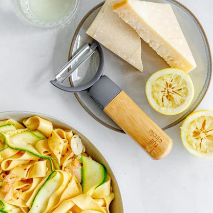 Peel Good Collection Straight Peeler – Bamboo and Stainless Steel Fruit and Vegetable Peeler – Removable Swivel Head - Kitchen Tool for Carrots, Apples, Potatoes and More