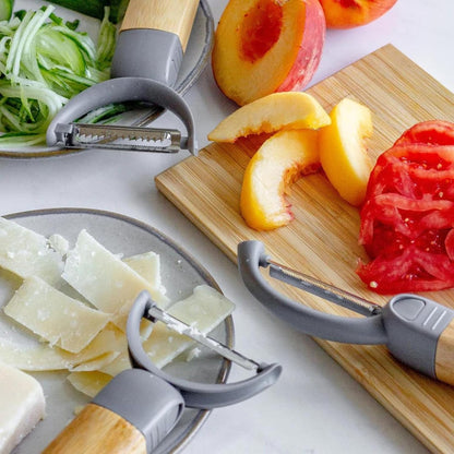 Peel Good Collection Straight Peeler – Bamboo and Stainless Steel Fruit and Vegetable Peeler – Removable Swivel Head - Kitchen Tool for Carrots, Apples, Potatoes and More