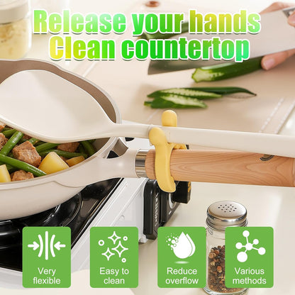 3Pcs Multifunction Silicone Pot Handle Spatula Rack,Kitchen Pot Lid and Spoon Holder,Non-Slip Spoon Holder Stove Organizer,Steam Releaser,Utensil Anti Scalding Pot Clip for Cooking Accessories
