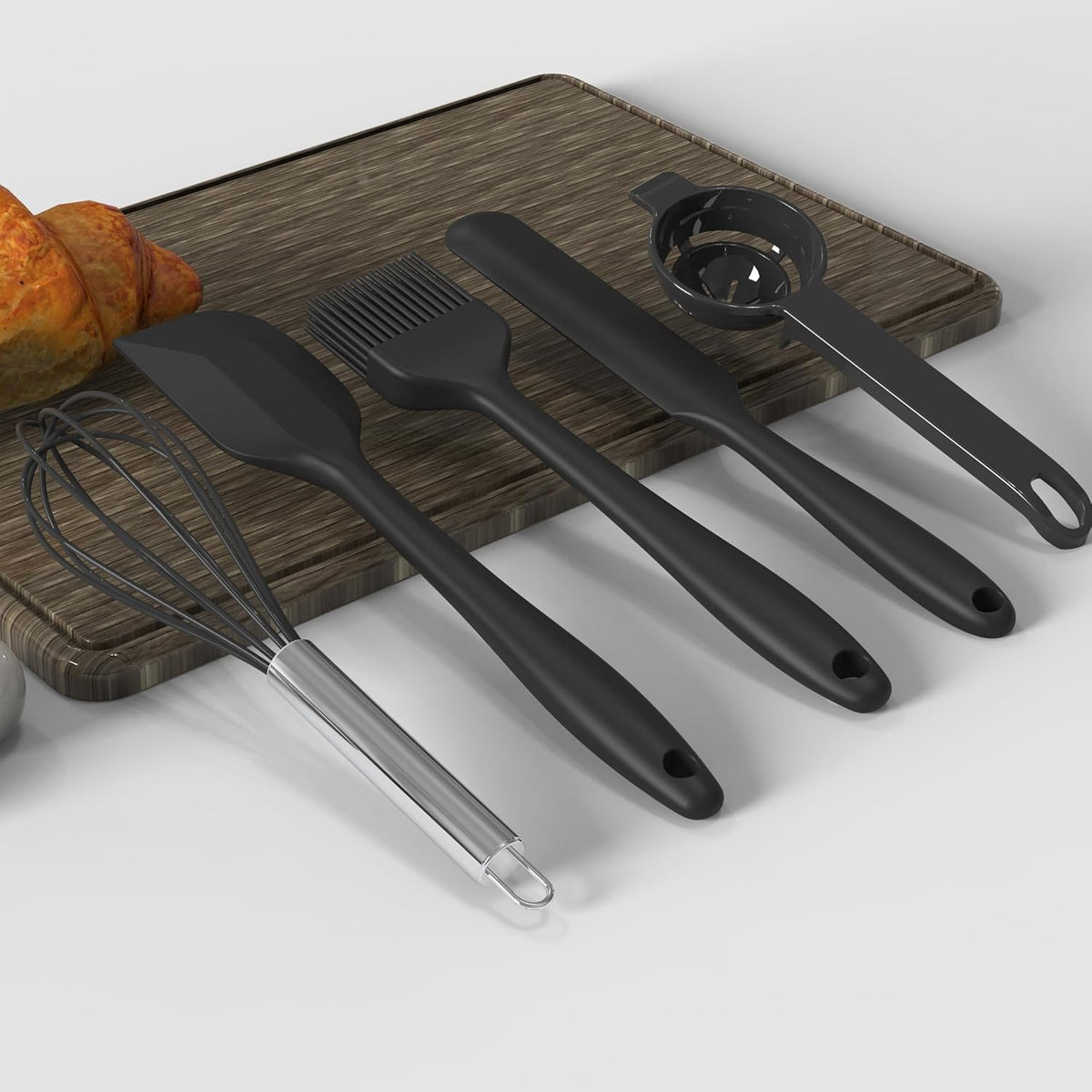 Large Silicone Cooking Utensils Set - Heat Resistant Kitchen Utensils,Turner Tongs,Spatula,Spoon,Brush,Whisk,Stainless Steel Cooking Tool for Nonstick Cookware,Dishwasher Safe (Khaki)