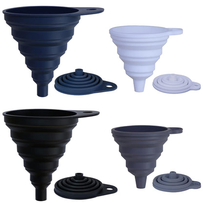 Silicone Kitchen Funnel Set of 4 | Funnels for Kitchen Use, Food Grade Silicone Funnel，Ccollapsible Funnel Different Size Large and Small