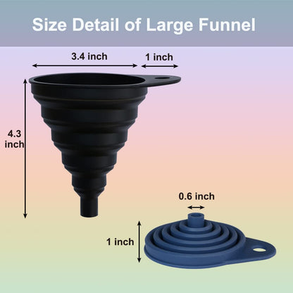 Silicone Kitchen Funnel Set of 4 | Funnels for Kitchen Use, Food Grade Silicone Funnel，Ccollapsible Funnel Different Size Large and Small
