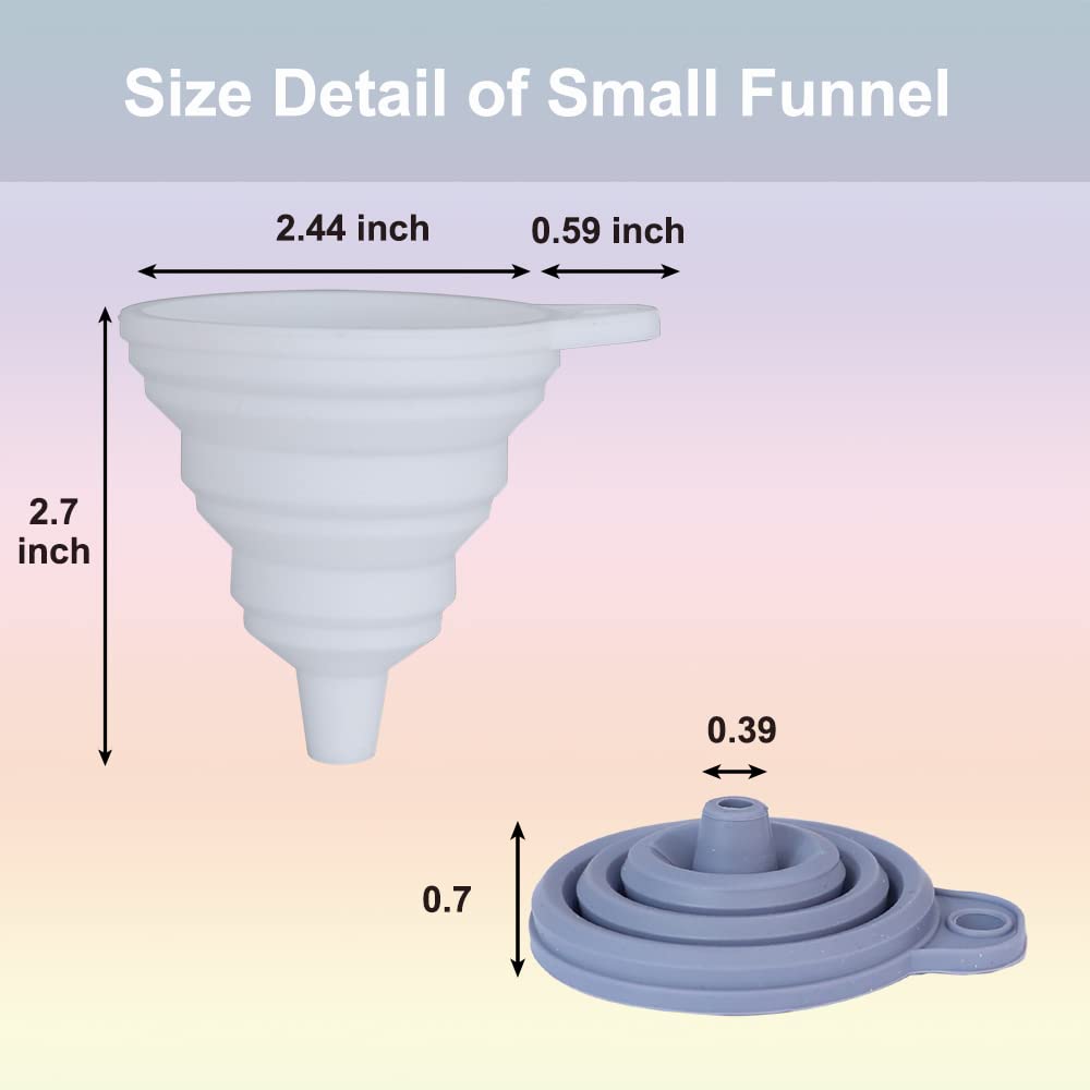 Silicone Kitchen Funnel Set of 4 | Funnels for Kitchen Use, Food Grade Silicone Funnel，Ccollapsible Funnel Different Size Large and Small
