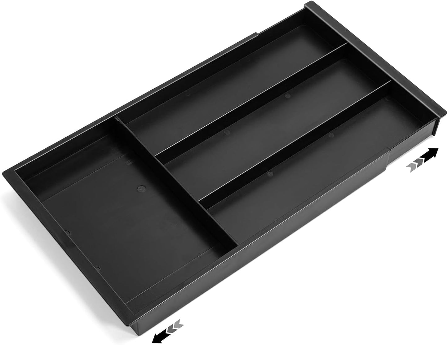 Silverware Drawer Organizer Tray (Black) | Adjustable Small Utensil Holder for Spoon and Fork, Expandable Flatware Cutlery Tray for Kitchen Drawers
