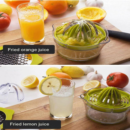 Citrus Lemon Orange Juicer Manual Hand Squeezer with Built-in Measuring Cup and Grater, 12OZ, Green