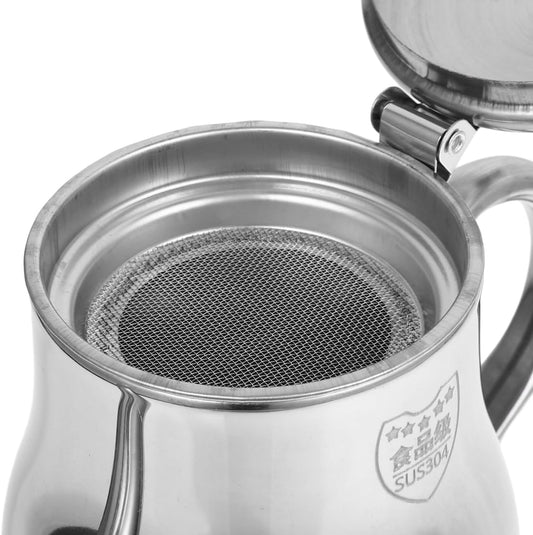 Stainless Steel Oil Container with Strainer Lid Grease Container and Food Strainer for Cooking Oil Storage Filtering 5.51 X 4.33 X 2.67 in