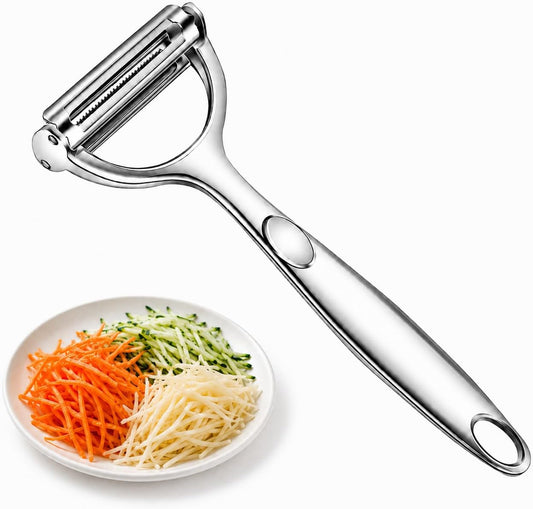 2-in-1 Multifunction Vegetable Peeler & Julienne Slicer | Stainless Steel Dual Blade, For Potatoes, Carrots, Cucumbers, Ergonomic