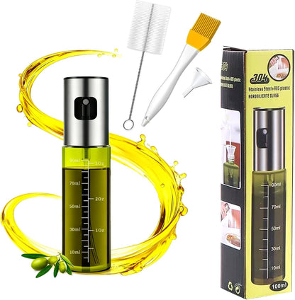 Oil Sprayer for Cooking - Olive & Avocado Oil Spray Bottle, 100ml Food Grade Glass Mister with Adjustable Nozzle for Kitchen Gadgets, Air Fryer, Salad, Frying, BBQ （1PCS）