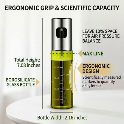 Oil Sprayer for Cooking - Olive & Avocado Oil Spray Bottle, 100ml Food Grade Glass Mister with Adjustable Nozzle for Kitchen Gadgets, Air Fryer, Salad, Frying, BBQ （1PCS）