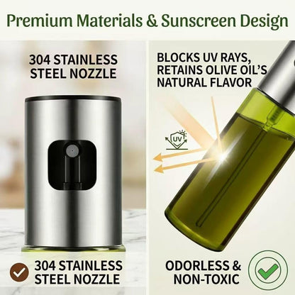 Oil Sprayer for Cooking - Olive & Avocado Oil Spray Bottle, 100ml Food Grade Glass Mister with Adjustable Nozzle for Kitchen Gadgets, Air Fryer, Salad, Frying, BBQ （1PCS）