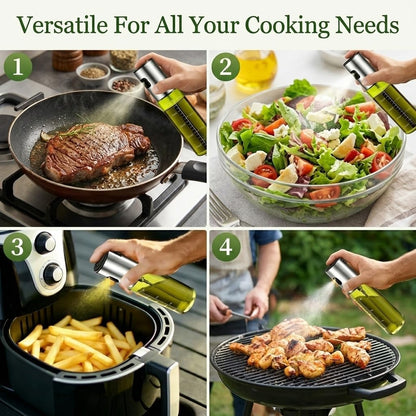 Oil Sprayer for Cooking - Olive & Avocado Oil Spray Bottle, 100ml Food Grade Glass Mister with Adjustable Nozzle for Kitchen Gadgets, Air Fryer, Salad, Frying, BBQ （1PCS）
