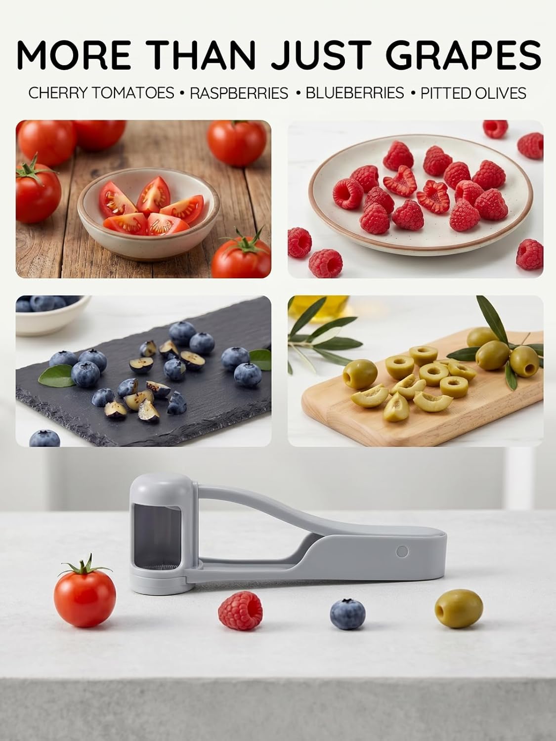 Homnoble Grape Cutter for Toddlers, Stainless Steel Fruit Slicer Tool | Dishwasher Safe Quarter Slicer For Cherry & Tomato, Perfect For Salads, Lunch Boxes & Baby-Led Weaning, Safe Kitchen Gadget