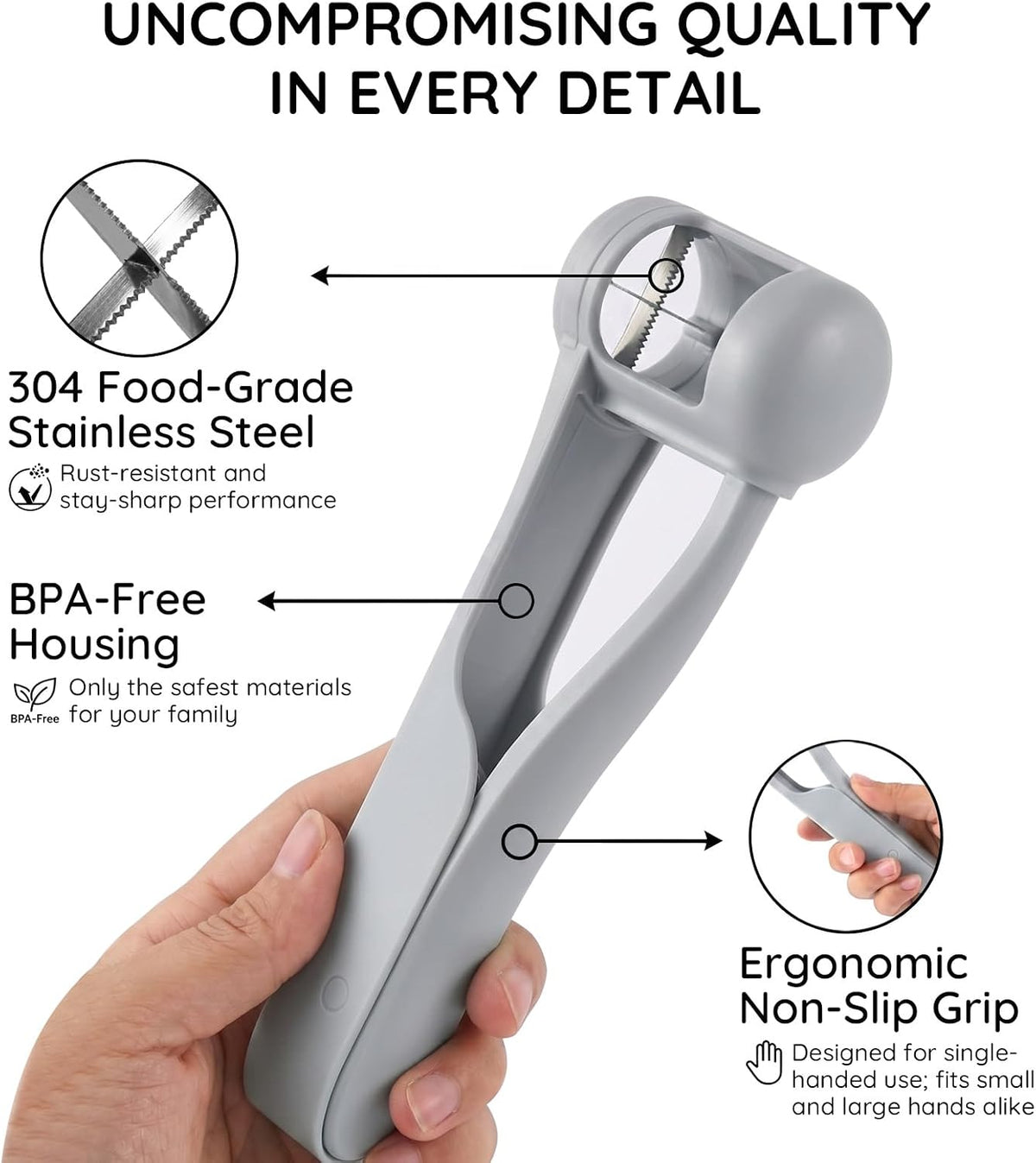 Homnoble Grape Cutter for Toddlers, Stainless Steel Fruit Slicer Tool | Dishwasher Safe Quarter Slicer For Cherry & Tomato, Perfect For Salads, Lunch Boxes & Baby-Led Weaning, Safe Kitchen Gadget