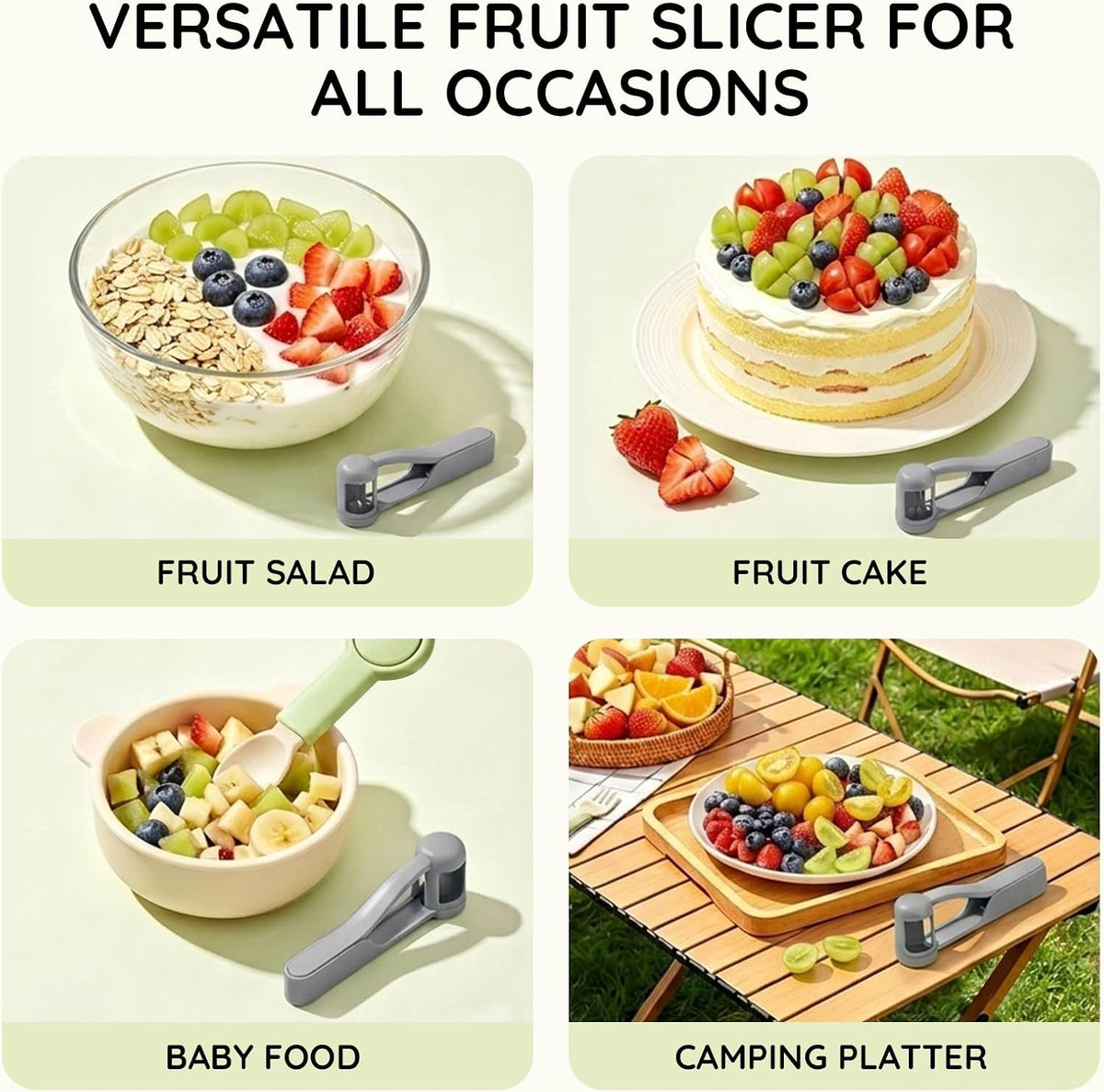 Homnoble Grape Cutter for Toddlers, Stainless Steel Fruit Slicer Tool | Dishwasher Safe Quarter Slicer For Cherry & Tomato, Perfect For Salads, Lunch Boxes & Baby-Led Weaning, Safe Kitchen Gadget